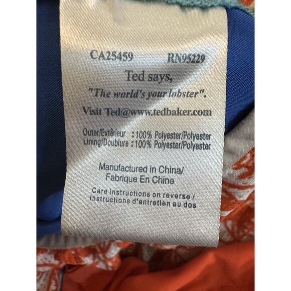 Ted Baker Swim Trunks Lined Shorts Lobster 4/L Green Blue Hawaiian Spring Break - Picture 4 of 8